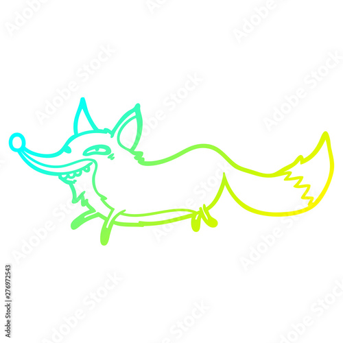cold gradient line drawing cute cartoon sly fox