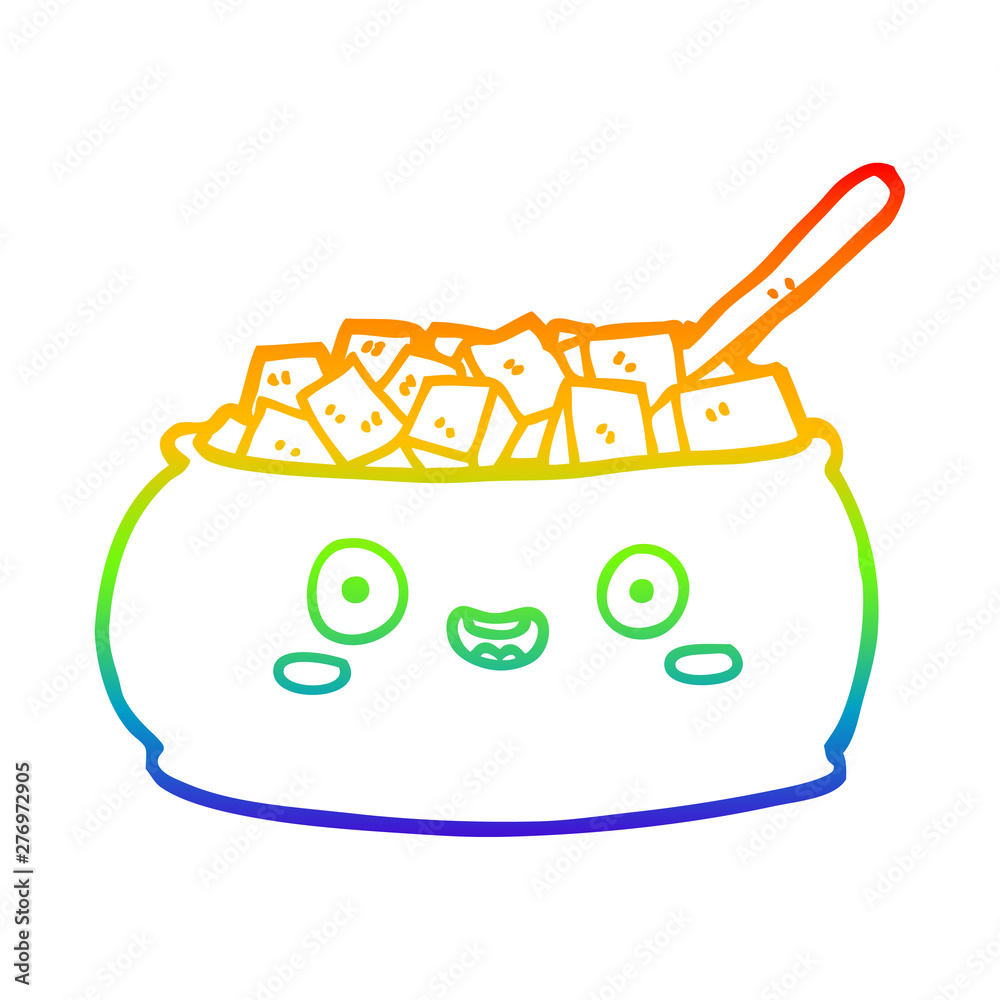 rainbow gradient line drawing cute cartoon bowl of sugar rainbow gradient line drawing cute cartoon bowl of sugar