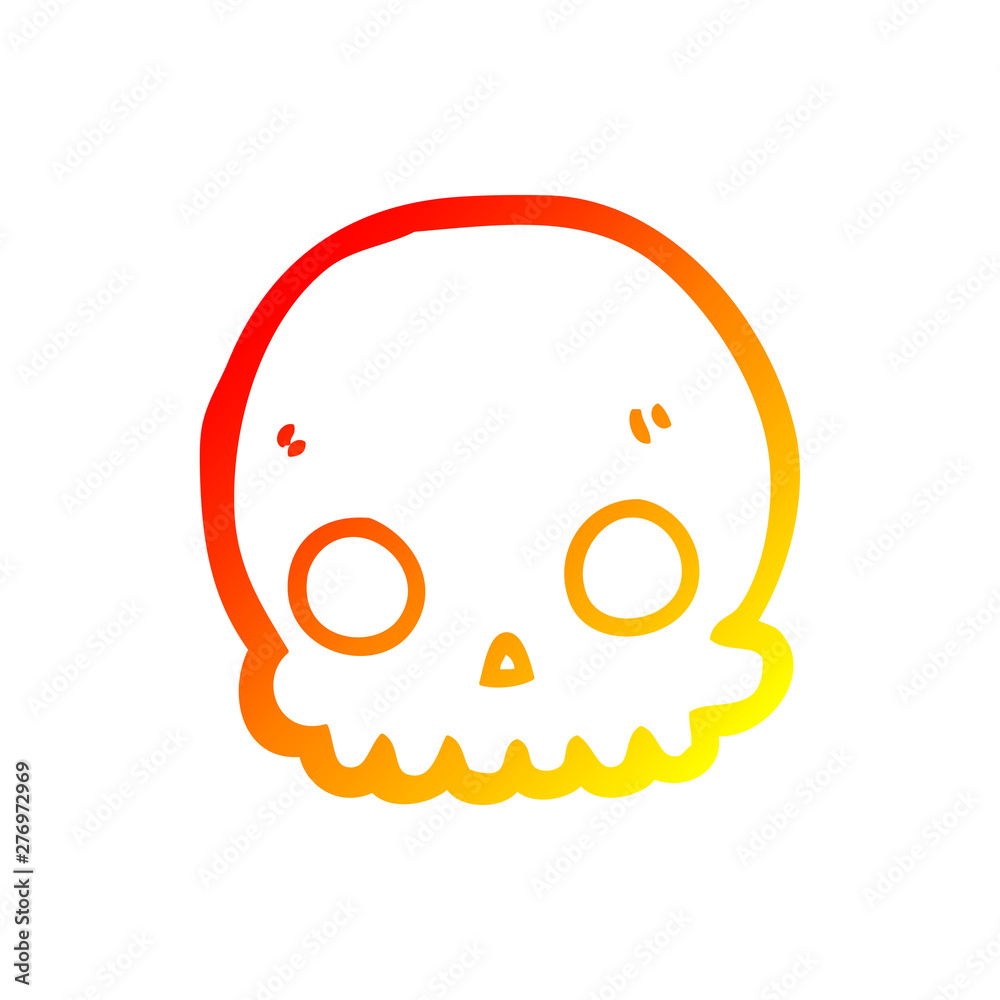 warm gradient line drawing cartoon skull warm gradient line drawing cartoon skull