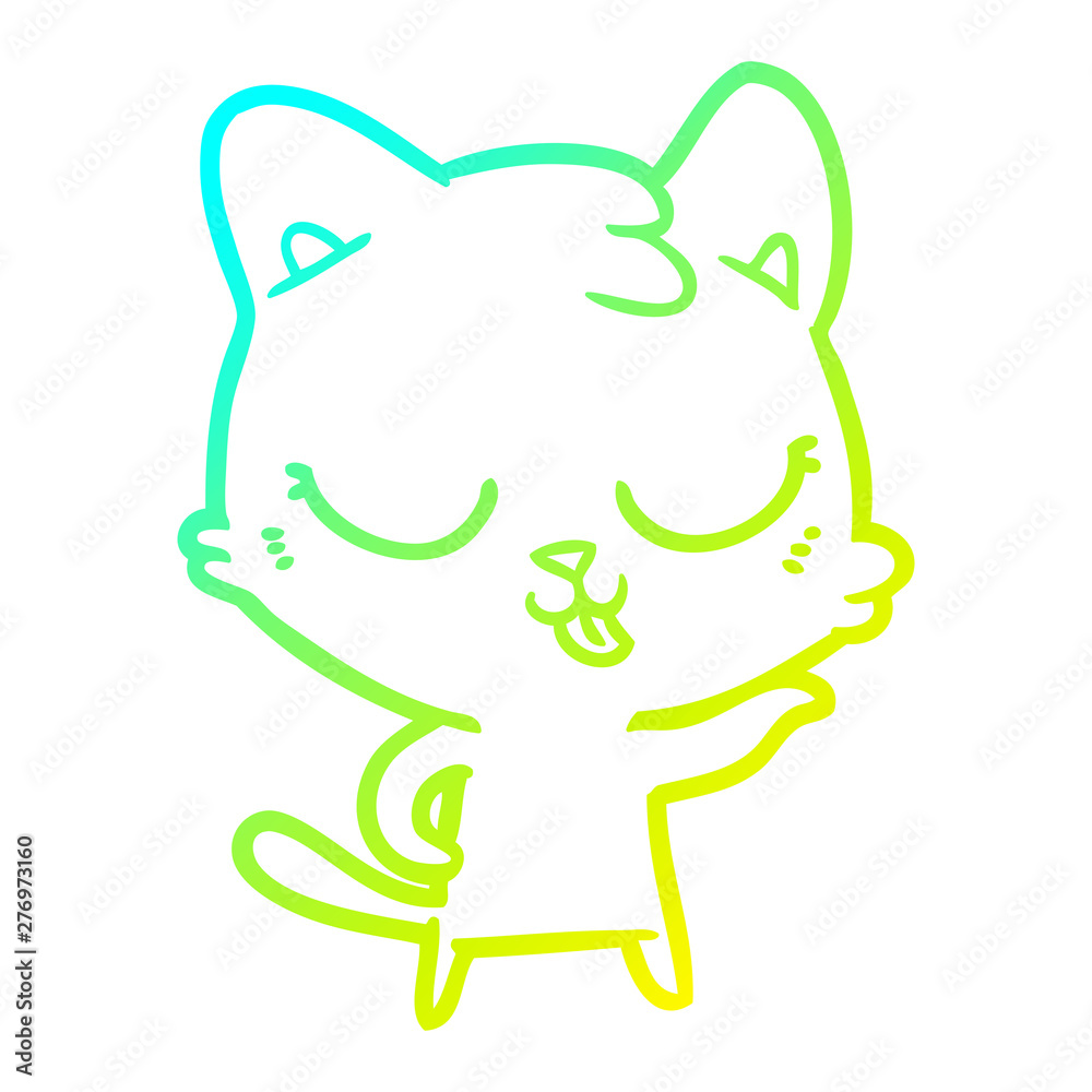 cold gradient line drawing happy cartoon cat cold gradient line drawing happy cartoon cat