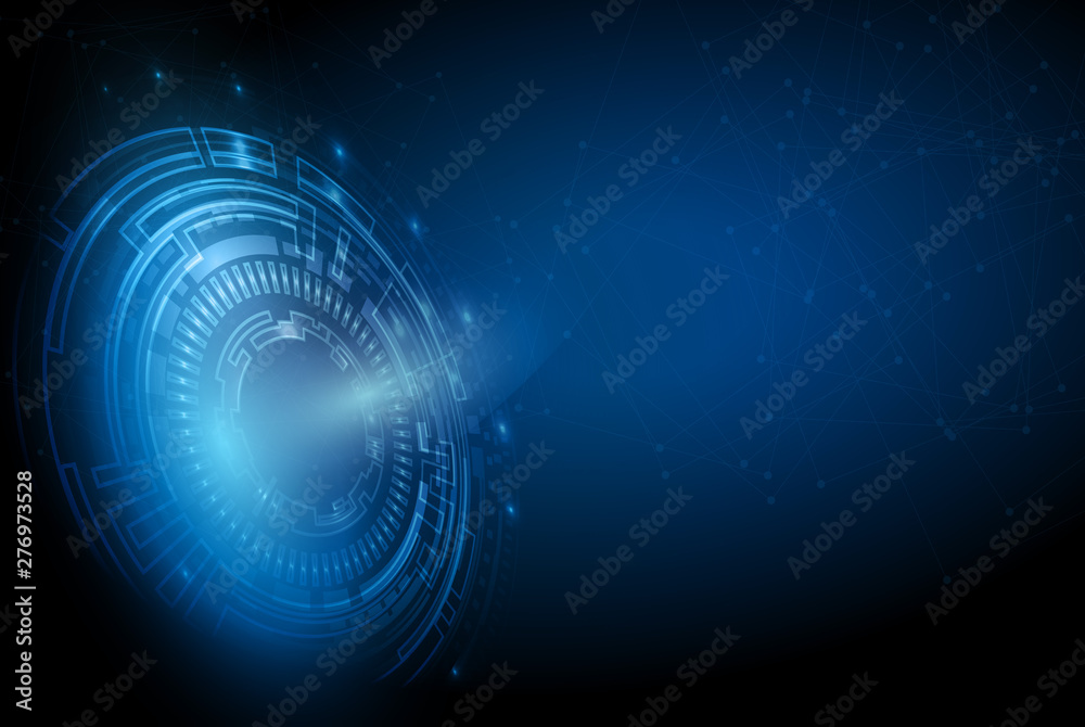 Obraz premium Vector Abstract futuristic circuit board. Global Network, computer technology dark blue color background , technology concept. Vector illustration