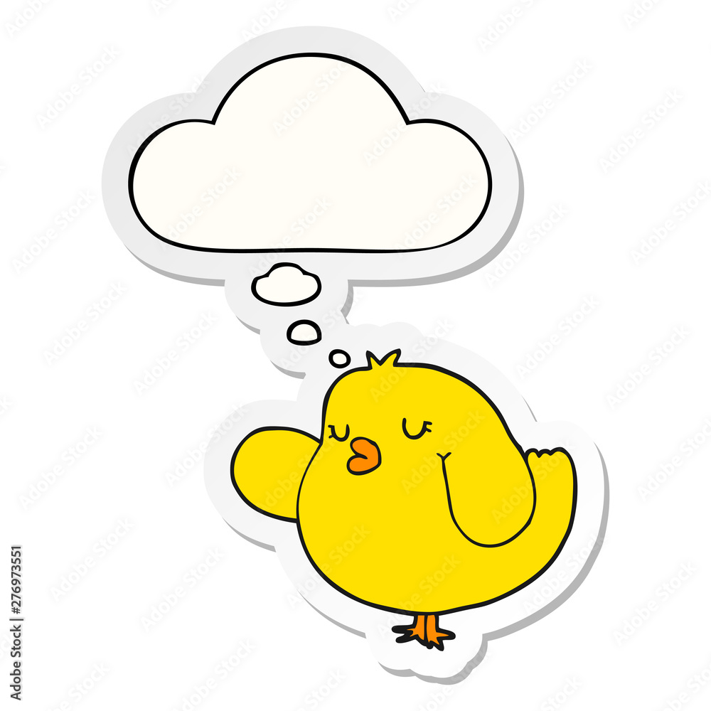 cartoon bird and thought bubble as a printed sticker cartoon bird and thought bubble as a printed sticker