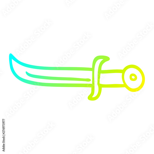 cold gradient line drawing cartoon golden dagger