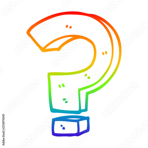 rainbow gradient line drawing cartoon question mark