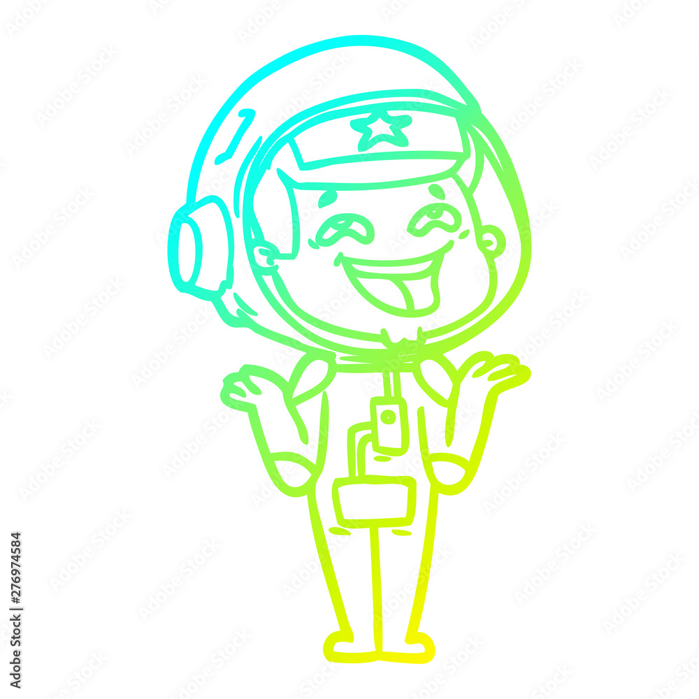 cold gradient line drawing cartoon laughing astronaut