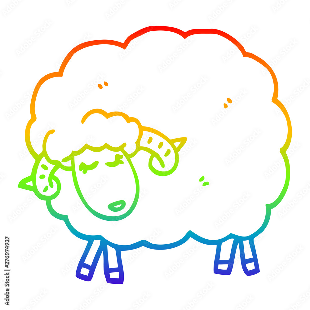 rainbow gradient line drawing cartoon black sheep