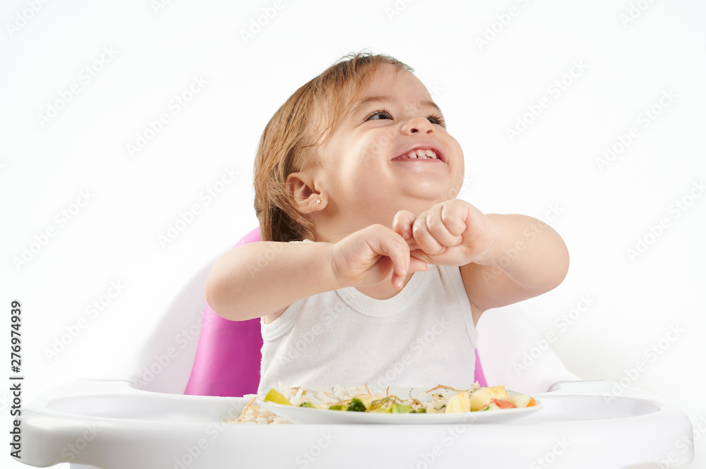 Portrait of baby playing with food Portrait of baby playing with food