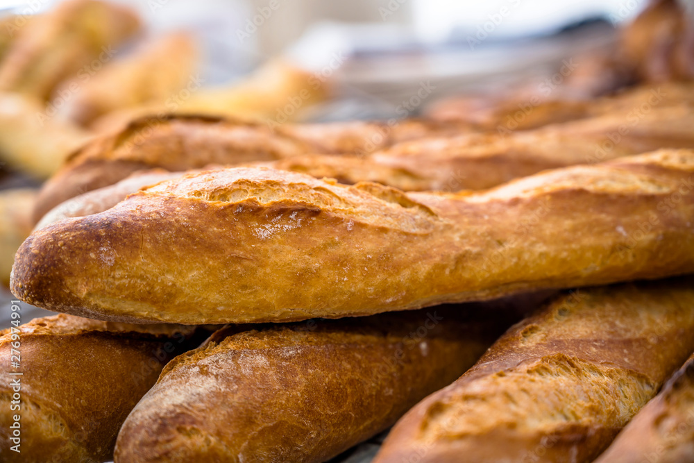 Freshly baked French baguettes