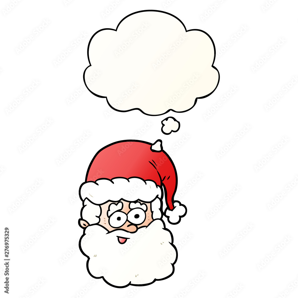 cartoon santa claus and thought bubble in smooth gradient style cartoon santa claus and thought bubble in smooth gradient style