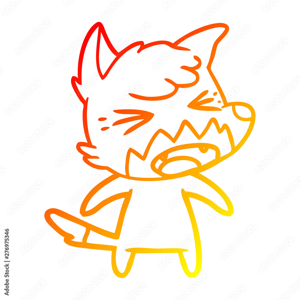 warm gradient line drawing angry cartoon fox warm gradient line drawing angry cartoon fox