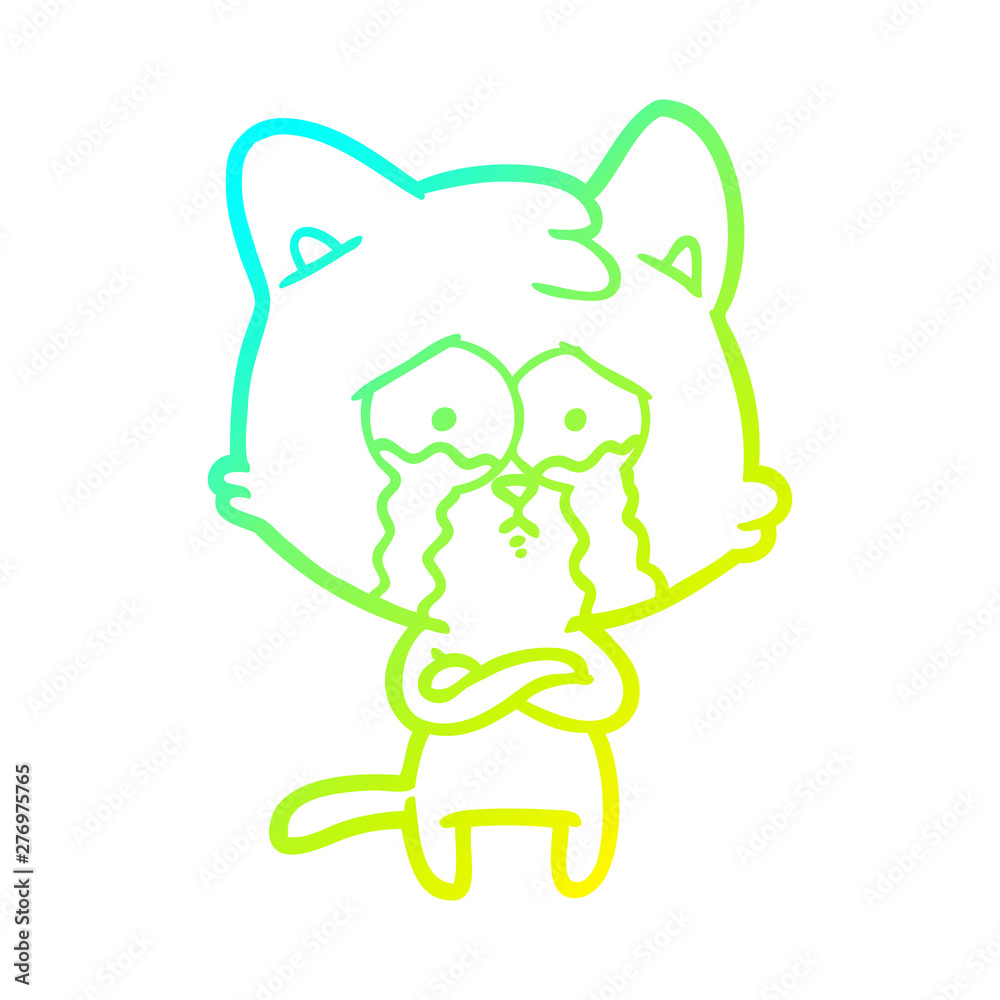 cold gradient line drawing cartoon crying cat cold gradient line drawing cartoon crying cat