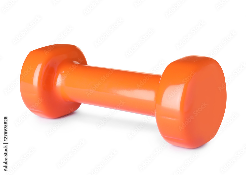 Color dumbbell on white background. Home fitness Color dumbbell on white background. Home fitness