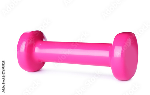 Color dumbbell on white background. Home fitness