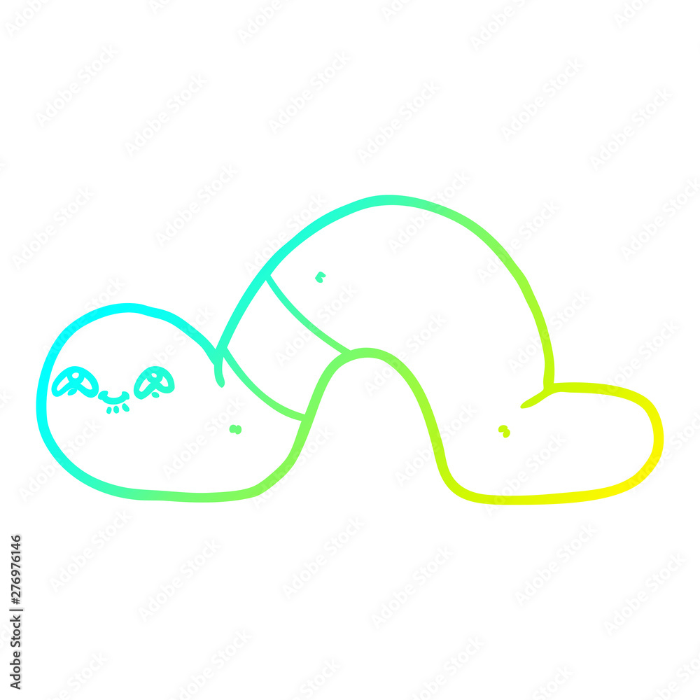 cold gradient line drawing cartoon worm