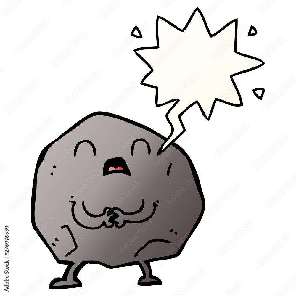 cartoon rock and speech bubble in smooth gradient style cartoon rock and speech bubble in smooth gradient style