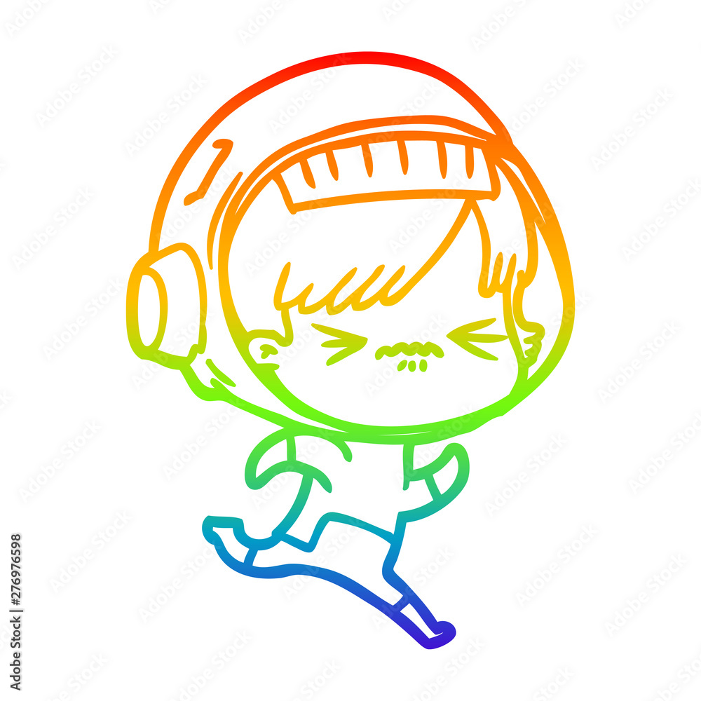 rainbow gradient line drawing cartoon astronaut woman rainbow gradient line drawing cartoon astronaut woman