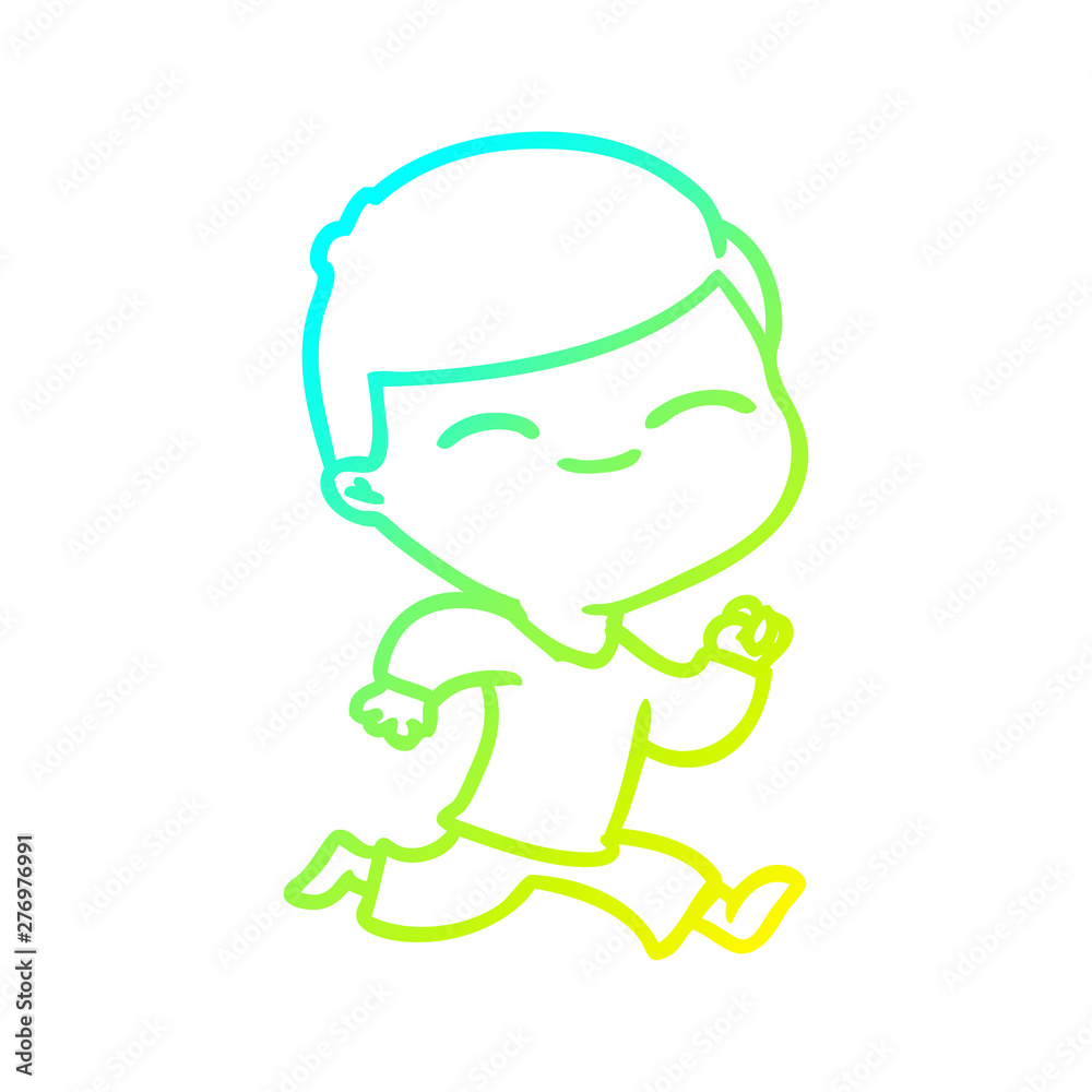 cold gradient line drawing cartoon smiling boy running cold gradient line drawing cartoon smiling boy running