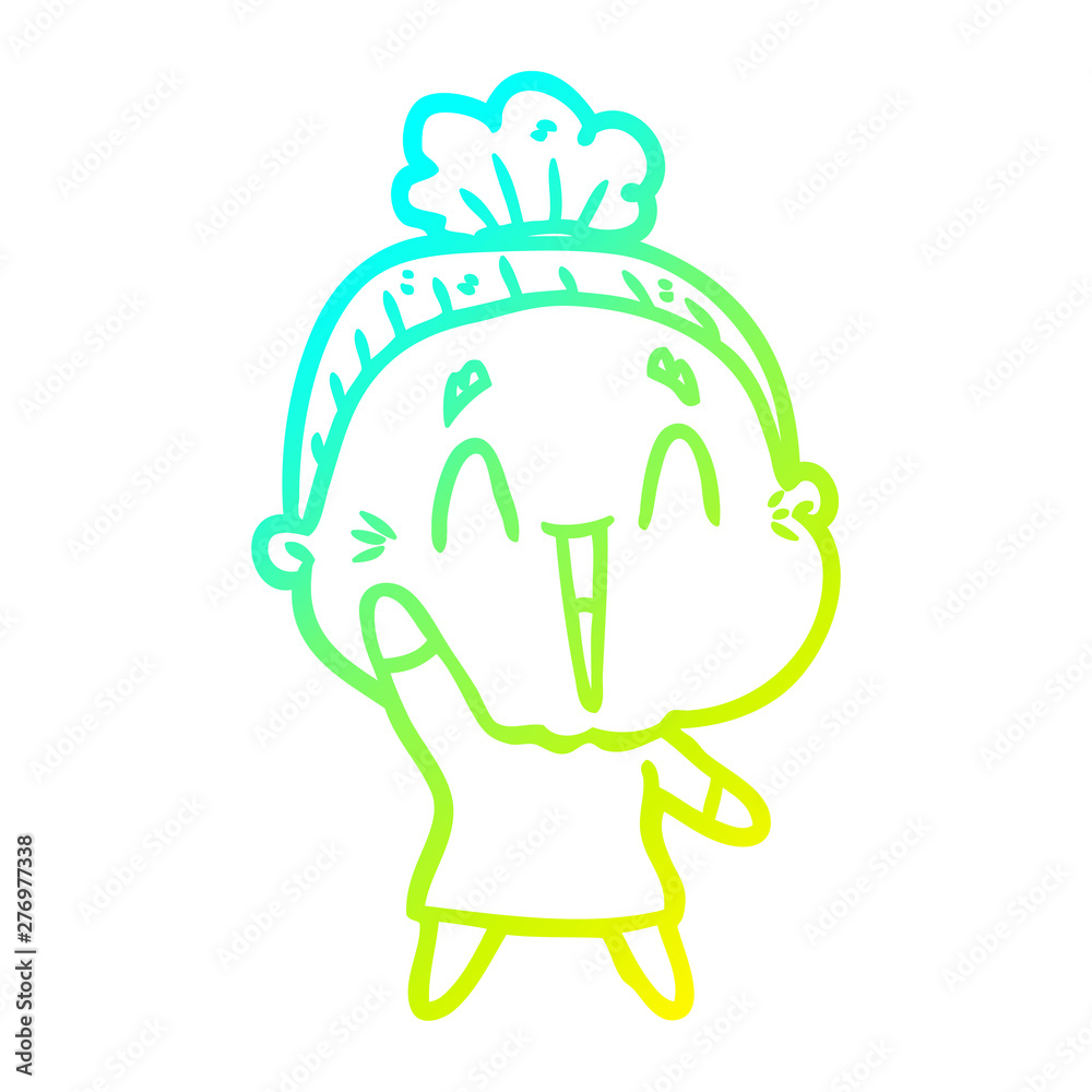 cold gradient line drawing cartoon happy old lady cold gradient line drawing cartoon happy old lady