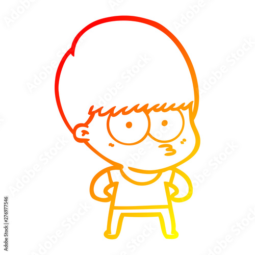 warm gradient line drawing curious cartoon boy