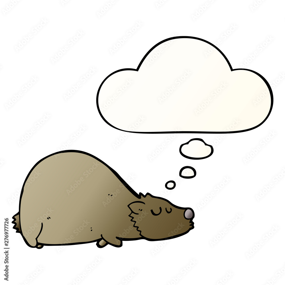 cartoon bear and thought bubble in smooth gradient style cartoon bear and thought bubble in smooth gradient style