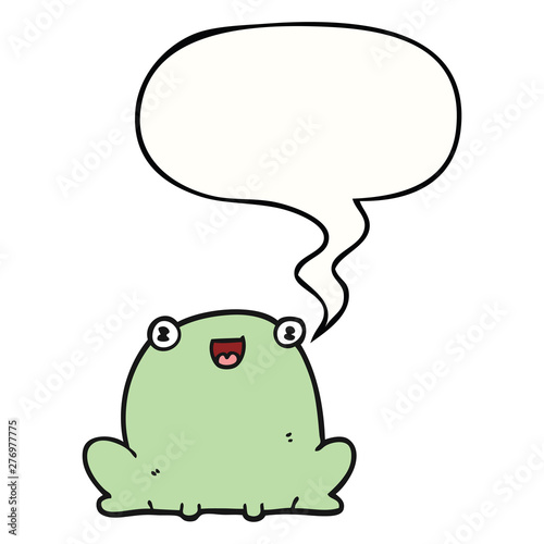 cute cartoon frog and speech bubble