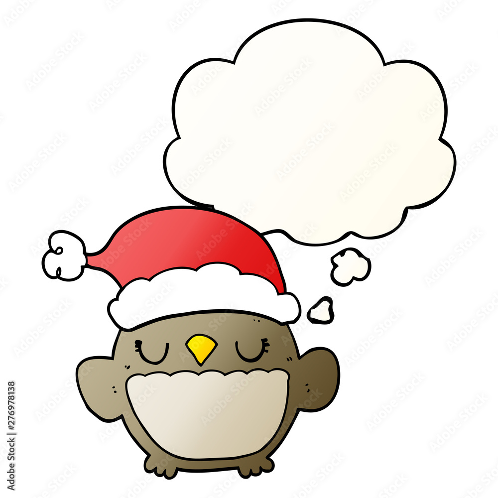 cute christmas owl and thought bubble in smooth gradient style cute christmas owl and thought bubble in smooth gradient style