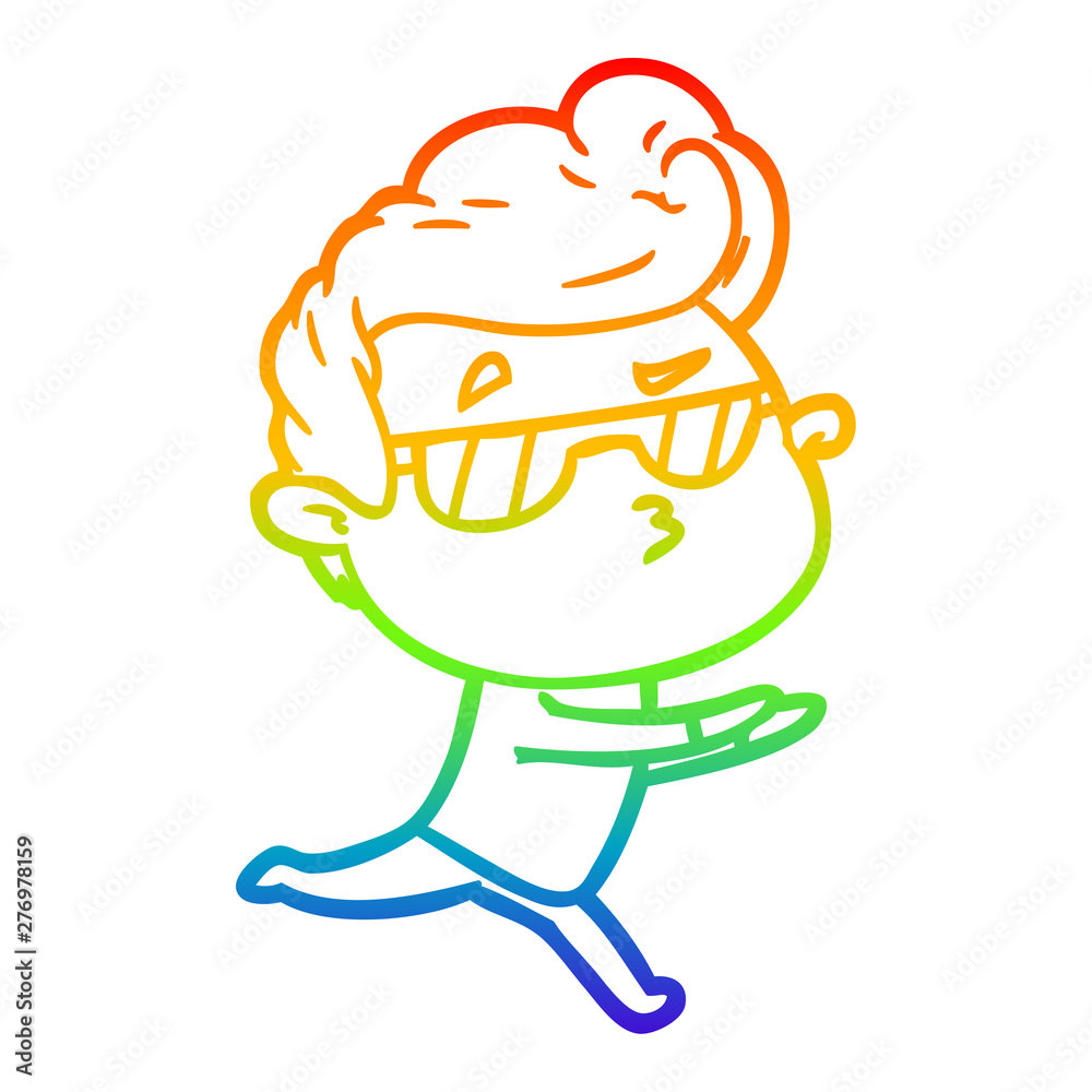 rainbow gradient line drawing cartoon cool guy rainbow gradient line drawing cartoon cool guy