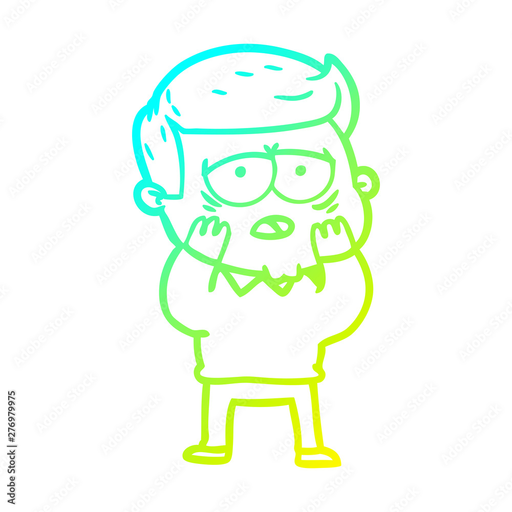 cold gradient line drawing cartoon tired man cold gradient line drawing cartoon tired man