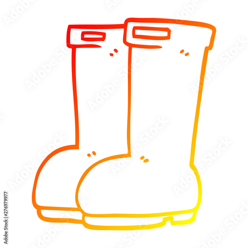 warm gradient line drawing cartoon red wellies
