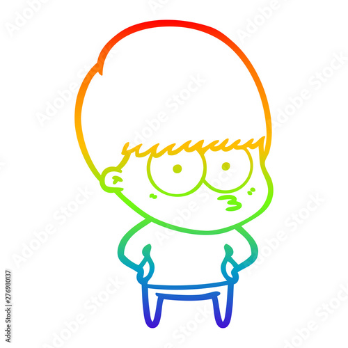 rainbow gradient line drawing nervous cartoon boy