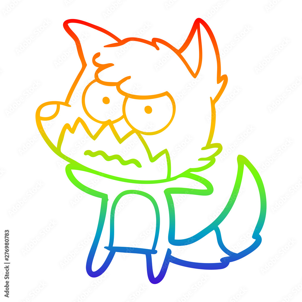 rainbow gradient line drawing cartoon annoyed fox