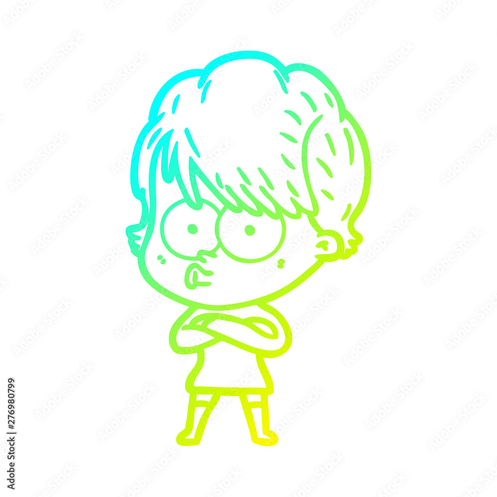 cold gradient line drawing cartoon woman cold gradient line drawing cartoon woman