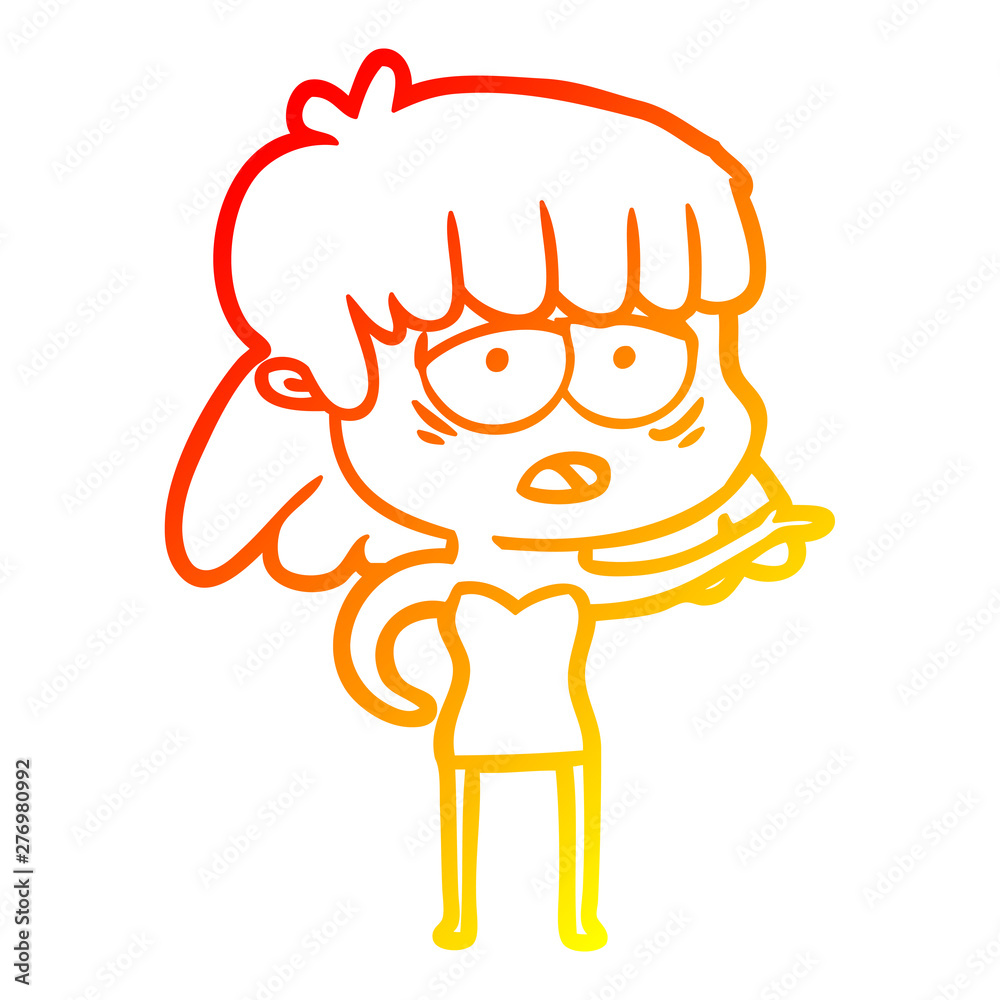 warm gradient line drawing cartoon tired woman warm gradient line drawing cartoon tired woman