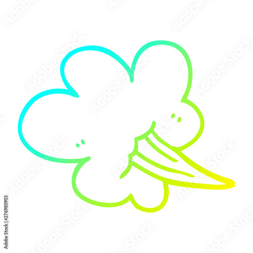 cold gradient line drawing cartoon whooshing cloud