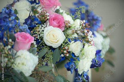 Beautifull Pink, Purple and White Bridal Bouquet close up