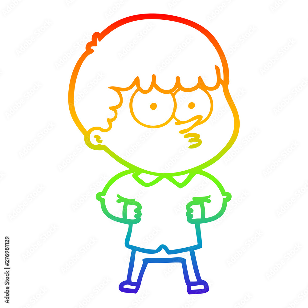rainbow gradient line drawing cartoon curious boy rainbow gradient line drawing cartoon curious boy