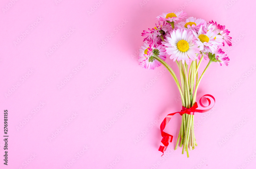 colorful Small bouquet of tender daisies. Photo