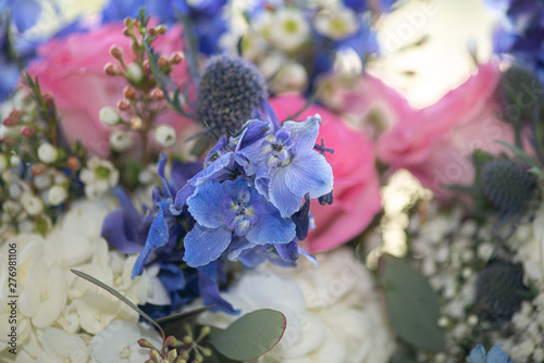 Beautifull Pink, Purple and White Bridal Bouquet close up