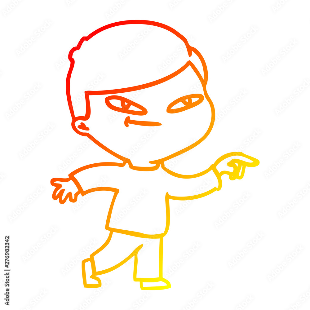 warm gradient line drawing cartoon pointing man warm gradient line drawing cartoon pointing man