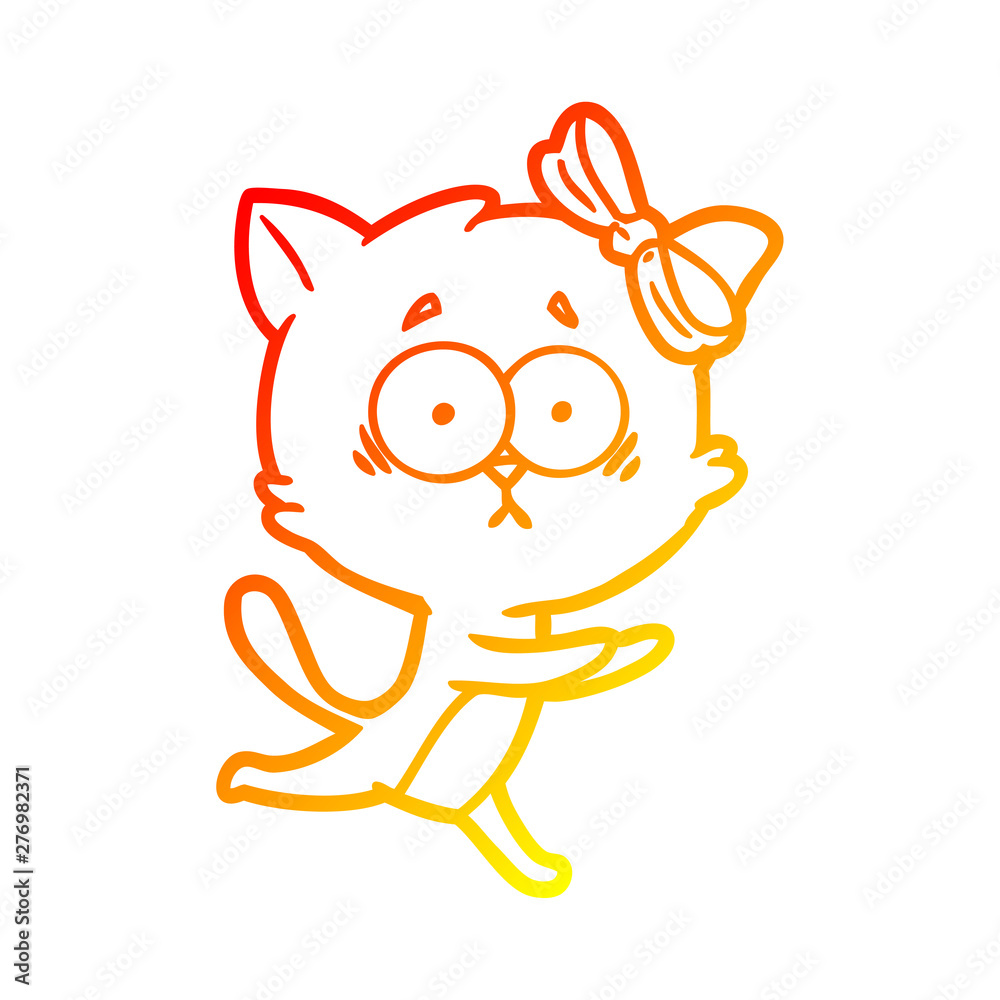 Obraz premium warm gradient line drawing cartoon cat