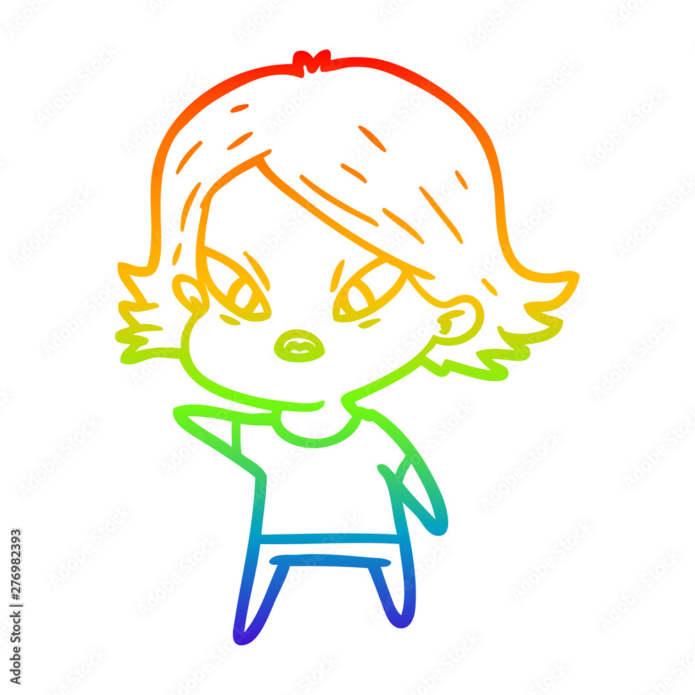 rainbow gradient line drawing cartoon stressed woman rainbow gradient line drawing cartoon stressed woman