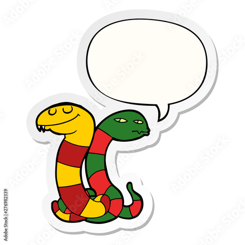 cartoon snakes and speech bubble sticker