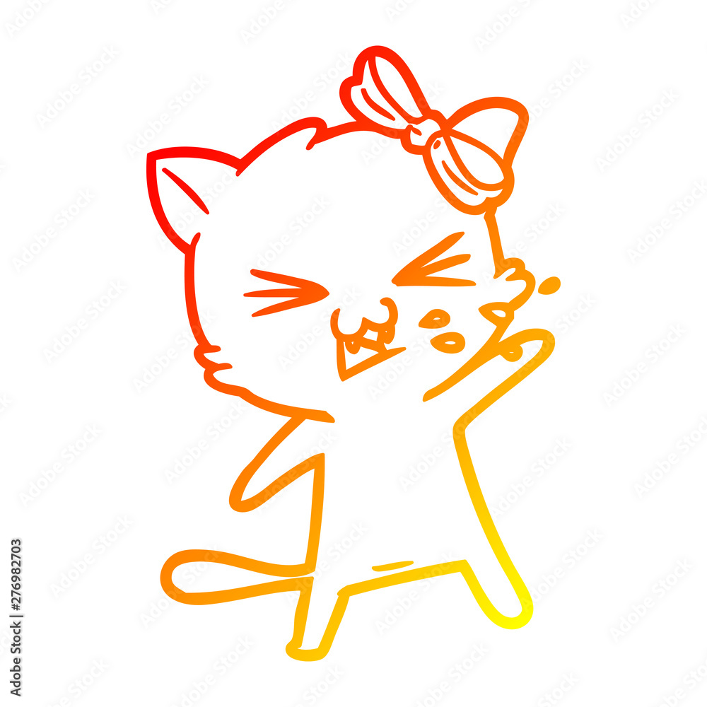 warm gradient line drawing cartoon cat warm gradient line drawing cartoon cat