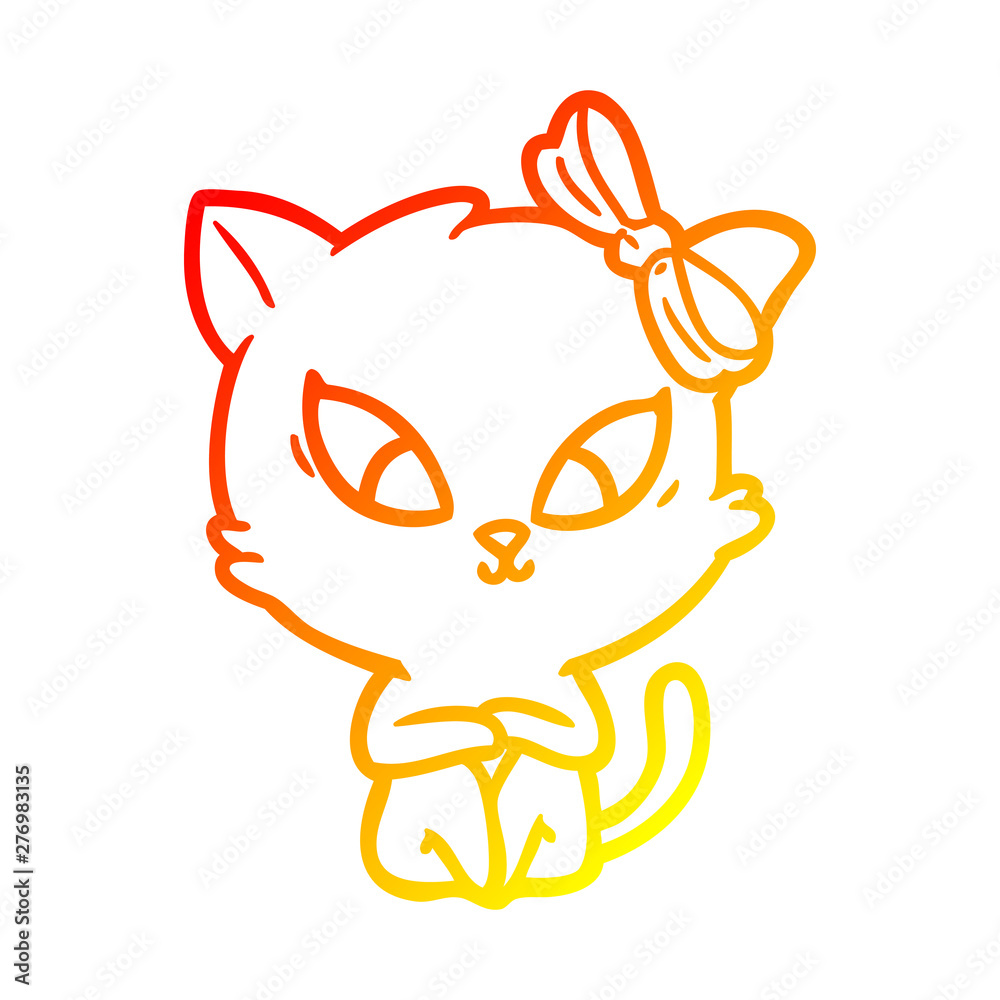warm gradient line drawing cartoon cat warm gradient line drawing cartoon cat