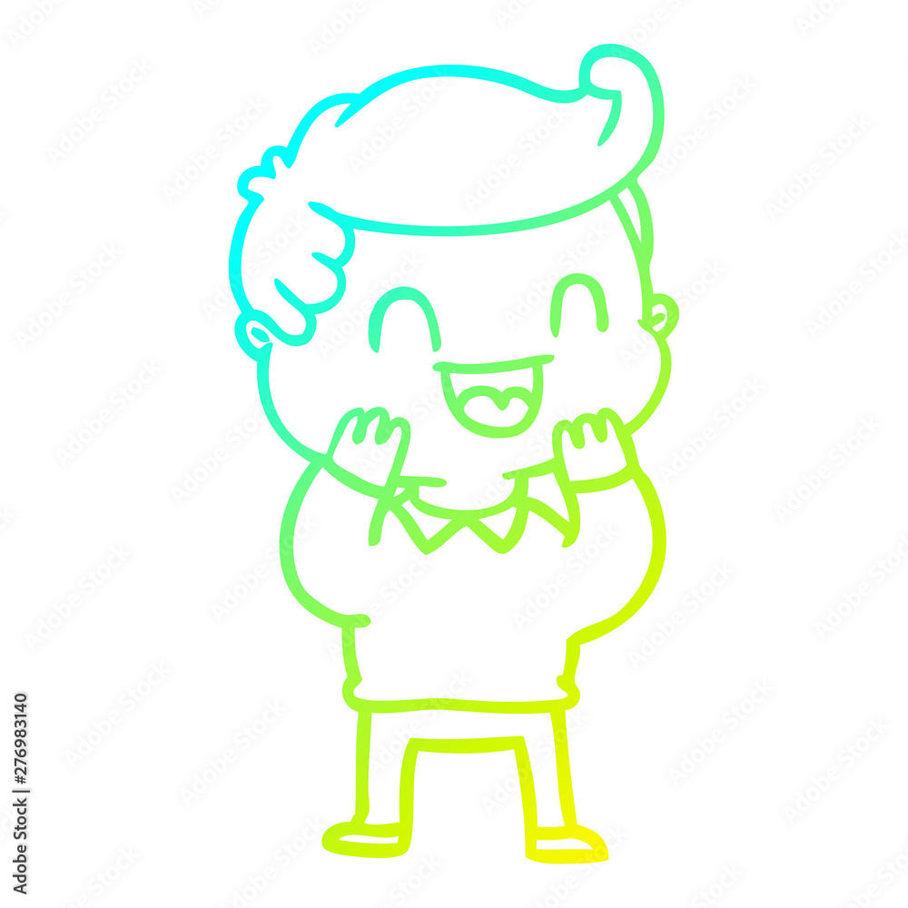 cold gradient line drawing cartoon happy man cold gradient line drawing cartoon happy man