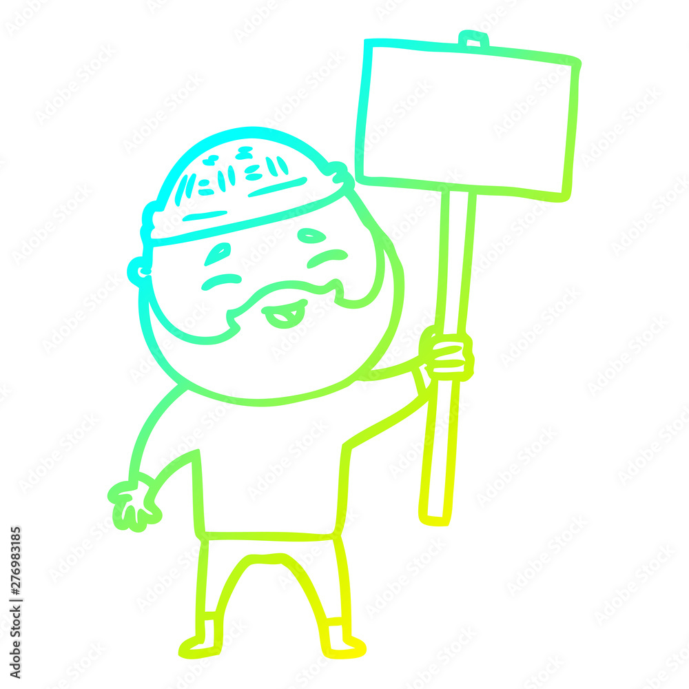 cold gradient line drawing cartoon happy bearded man cold gradient line drawing cartoon happy bearded man