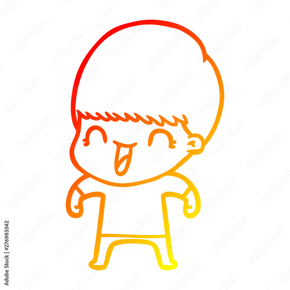 warm gradient line drawing happy cartoon boy warm gradient line drawing happy cartoon boy