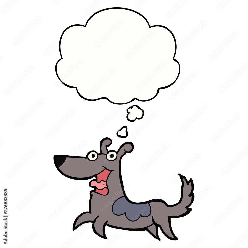 happy dog cartoon and thought bubble happy dog cartoon and thought bubble