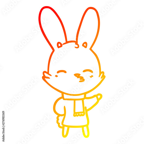 warm gradient line drawing curious bunny cartoon