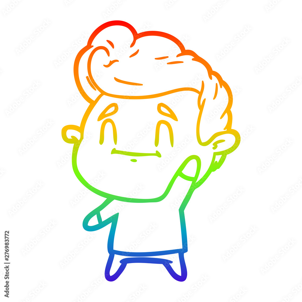 rainbow gradient line drawing happy cartoon man